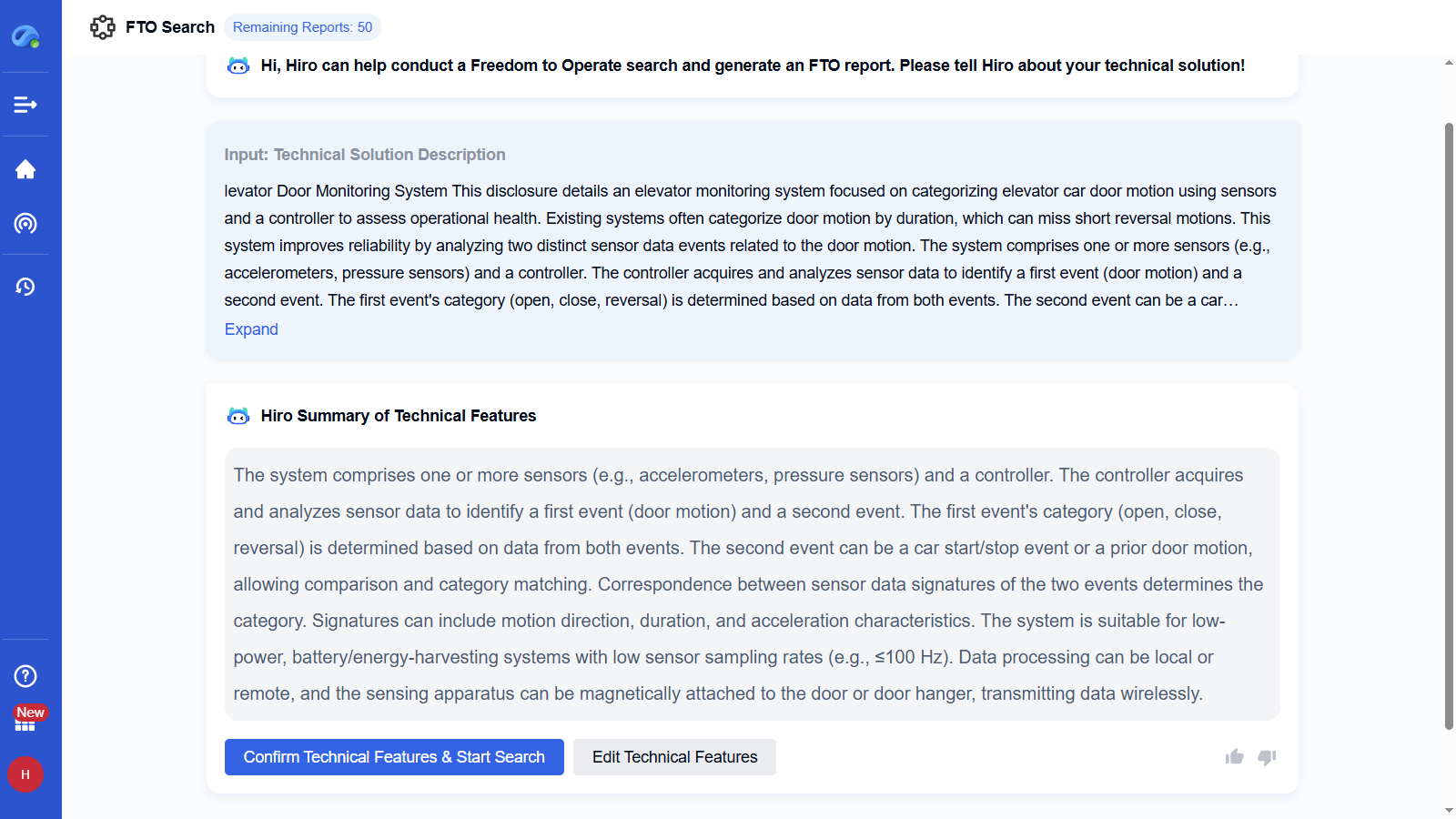 Step 2 – Confirm Extracted Technical Features​